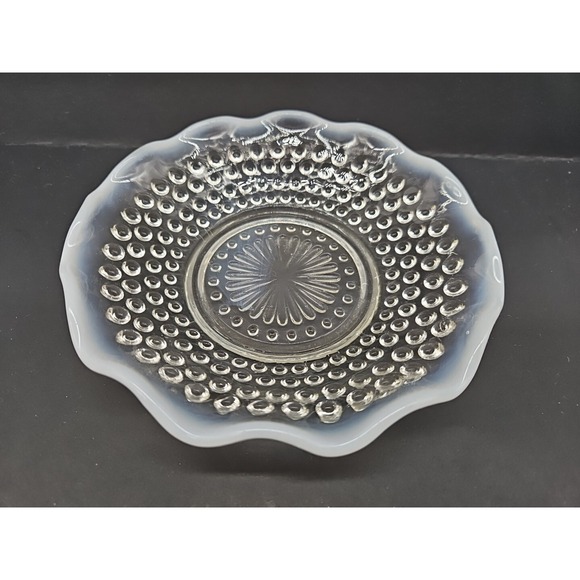 Vintage | Dining | Vintage Moonstone Opalescent Hobnail Ruffle Edge ...